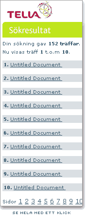 Sökresultat från teliamobile.se: Alla träffar är "untitled document".